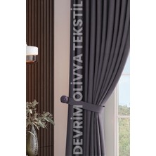 Devrim Olivya Tekstil Lüks 1. Sınıf Özel Dikim Füme Blackout  Ekstraforlu Fon Perde