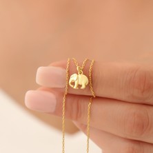 Nox Jewelry 14 Ayar Altın Kaplama Fil Figürlü Minimal Gümüş Kolye – Zarif Hayvan Motifli Tasarım