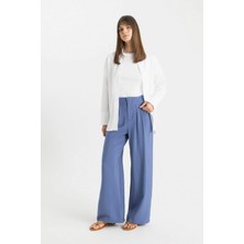 DeFacto Wide Leg Geniş Bol Paça Çift Pileli Basic Düz Dokuma Pantolon A9068AX24SM