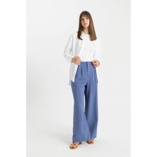 DeFacto Wide Leg Geniş Bol Paça Çift Pileli Basic Düz Dokuma Pantolon A9068AX24SM