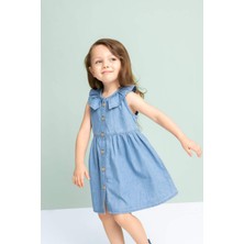 DeFacto Kız Bebek Kolsuz Jean Elbise C5969A524SM