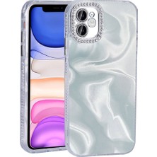 Case 4u Apple iPhone 11 Kılıf Airbagli Parlak Taş Detay Tasarımlı Esila Kapak Beyaz