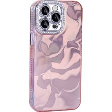 Case 4u Apple iPhone 15 Pro Max Kılıf Airbagli Parlak Taş Detay Tasarımlı Esila Kapak Pembe