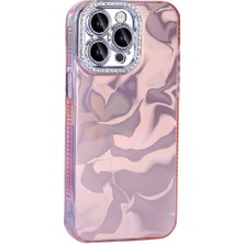 Case 4u Apple iPhone 14 Pro Max Kılıf Airbagli Parlak Taş Detay Tasarımlı Esila Kapak Pembe