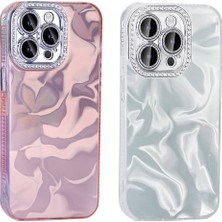 Case 4u Apple iPhone 15 Pro Max Kılıf Airbagli Parlak Taş Detay Tasarımlı Esila Kapak Beyaz