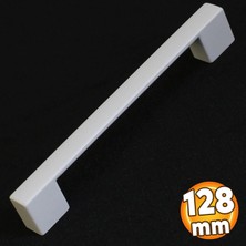 Badem10 Gölcük Düz (128 mm - 12.8 cm) Metal Beyaz Mobilya Mutfak Çekmece Dolabı Dolap Kapak Kulbu Kulpları
