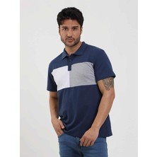 Dufy Lacivert Erkek Slim Fit Desenli Polo Yaka T-shirt
