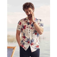 Dufy Kırmızı Erkek Regular Fit Apaç Yaka Kısa Kol Gömlek