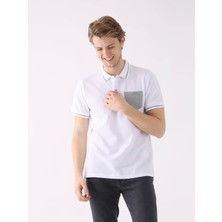 Dufy Beyaz Erkek Slim Fit Düz  Polo Yaka T-shirt