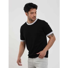 Dufy Siyah Erkek Slim Fit Düz O Yaka Triko - 104656