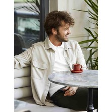 Dufy Bej Erkek Regular Fit Düz Brent Yaka Uzun Kol Gömlek