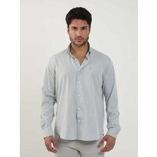 Dufy Haki Erkek Regular Fit Düz Brent Düğmeli Yaka Uzun Kol Gömlek - 102204