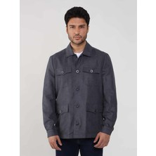 Dufy Gri Erkek Regular Fit Düz Klasik Yaka Süet Mont - 105399