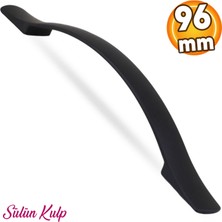 Badem10 Sülün (96 mm - 9.6 cm) Mat Siyah Metal Mobilya Mutfak Çekmece Dolap Kapak Kulpu Kulbu Kulpları