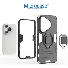 Microcase Huawei Pura 70 Pro / Huawei Pura 70 Pro Plus Batman Serisi Yüzük Standlı Armor Kılıf - Siyah AL3349