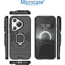 Microcase Huawei Pura 70 Batman Serisi Yüzük Standlı Armor Kılıf - Siyah AL3349