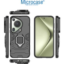 Microcase Huawei Pura 70 Ultra Batman Serisi Yüzük Standlı Armor Kılıf - Siyah AL3349