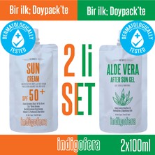 Indigofera Güneş Kremi Yüz ve Vücut 100 ml + Indigofera Aloe Vera After Sun Gel 100 ml 2'li Set