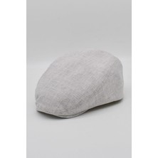 Külah Erkek Mevsimlik Pamuklu Kasket Flat Cap Krem Şapka