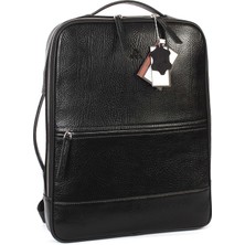 Aka Deri  Deri Siyah Laptop Sırt Çantası 908