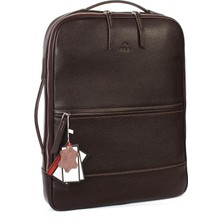 Aka Deri  Deri Kahverengi Laptop Sırt Çantası 908