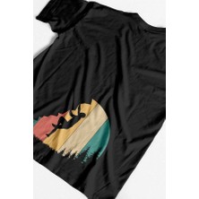 Hey Efulim Retro Tırmanışı Tasarım Baskılı Oversize Unisex Siyah T-Shirt