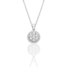 Söğütlü Silver Gümüş Rodyumlu Zirkon Taşlı Pırlanta Montür Tasarım Kolye SGTL12564RODAJ