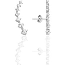 Söğütlü Silver Gümüş Rodyumlu Zirkon Yedi Taşlı Pırıltı Küpe SGTL12575RODAJ