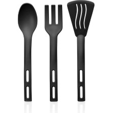 3lü Mini Plastik Spatula Kaşık Çatal Servis Seti Takımı