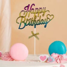 Kidspartim Pasta Üstü Happy Bırthday Krom Rengarenk 20 Cm