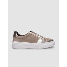 Cabani %100 Hakiki Deri Bej Bağcıklı Kadın Sneaker