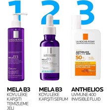 La Roche-Posay Mela B3 Koyu Leke Karşıtı Temizleme Jeli 200 Ml +  Mela B3 Leke Karşıtı Serum 30 Ml  +  Anthelios Uvmune 400 Invisible Fluid Spf50+ 50 Ml