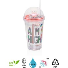 Vagonlife Çift Duvarlı Tumbler Pipetli Milkshake Bardağı 450 ml
