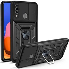 Seniee Samsung Galaxy A20S Kickstand Zırhlı Manyetik Halkalı Telefon Kılıfı Sağlam Koruyucu Askeri Sınıf Darbeye Dayanıklı Kılıf (Yurt Dışından)