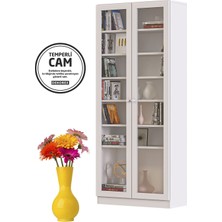 Dekorex KTP-211-C-BEYAZ -Cam Kapaklı Kitaplık