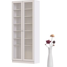 Dekorex KTP-211-C-BEYAZ -Cam Kapaklı Kitaplık