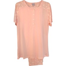Nena NENA-24611-BAYAN Kısa Kollu Patlı % 100 Pamuk Viskon Pijama Takımı