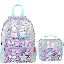 Muggle 2 Bölmeli Sweet Cats Anaokulu Sırt Çantası+Beslenme Çantası