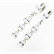 Lilah Gümüş Tr Lilahgümüştr Gümüş Beyaz Damla Taşlı Sallantılı Küpe