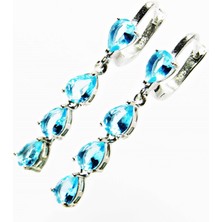 Lilah Gümüş Tr Lilahgümüştr Gümüş Aqua Damla Taşlı Sallantılı Küpe