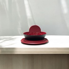 Tupperware Berrak Siyah Bordo Saklama Kabı Set Kırmızı 6 Parça