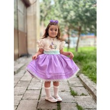 Lila Papatyalı Vintage Kız Bebek Elbise,Doğum günü elbise,fotoğraf çekim elbise,0-12 Yaş Uygun