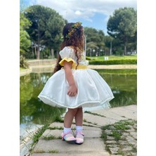 Sarı Papatya Vintage Kız Bebek Elbise,Doğum günü elbise,fotoğraf çekim elbise,0-12 Yaş Uygun