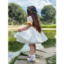Sarı Papatya Vintage Kız Bebek Elbise,Doğum günü elbise,fotoğraf çekim elbise,0-12 Yaş Uygun