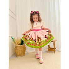 Hly Karol Tasarım Pembe Maşa Vintage Kız Bebek Elbise,doğum Günü Elbise,fotoğraf Çekim Elbise,0-10 Yaş Uygun