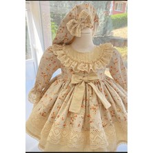 Hly Karol Tasarım Vintage Model Çiçekli Elbise - Çocuk Abiyesi - Doğum Günü Kıyafeti 0-10 Yaş Için Uygun