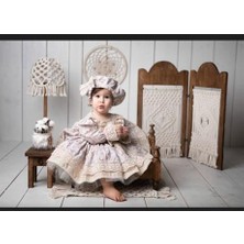 Hly Karol Tasarım Vintage Model Çiçekli Elbise - Çocuk Abiyesi - Doğum Günü Kıyafeti 0-10 Yaş Için Uygun