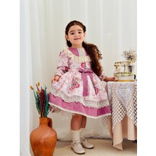 Hly Karol Tasarım Pembe Royal Vintage Kız Bebek Elbise,Doğum günü elbise,fotoğraf çekim elbise,0-12 Yaş Uygun
