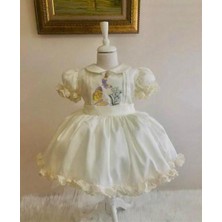 Krem Kelebekli Nakışlı Elbise, Özel Dikim Kız Çocuk Elbisesi, Doğum günü elbisesi, fotoğraf çekim elbisesi, Kız Bebek Hediyesi, 0-12 Yaşa Uygun