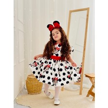 Hly Karol Tasarım Beyaz Mickey Mouse Vintage Kız Bebek Elbise,doğum Günü Elbise,fotoğraf Çekim Elbise,0-10 Yaş Uygun